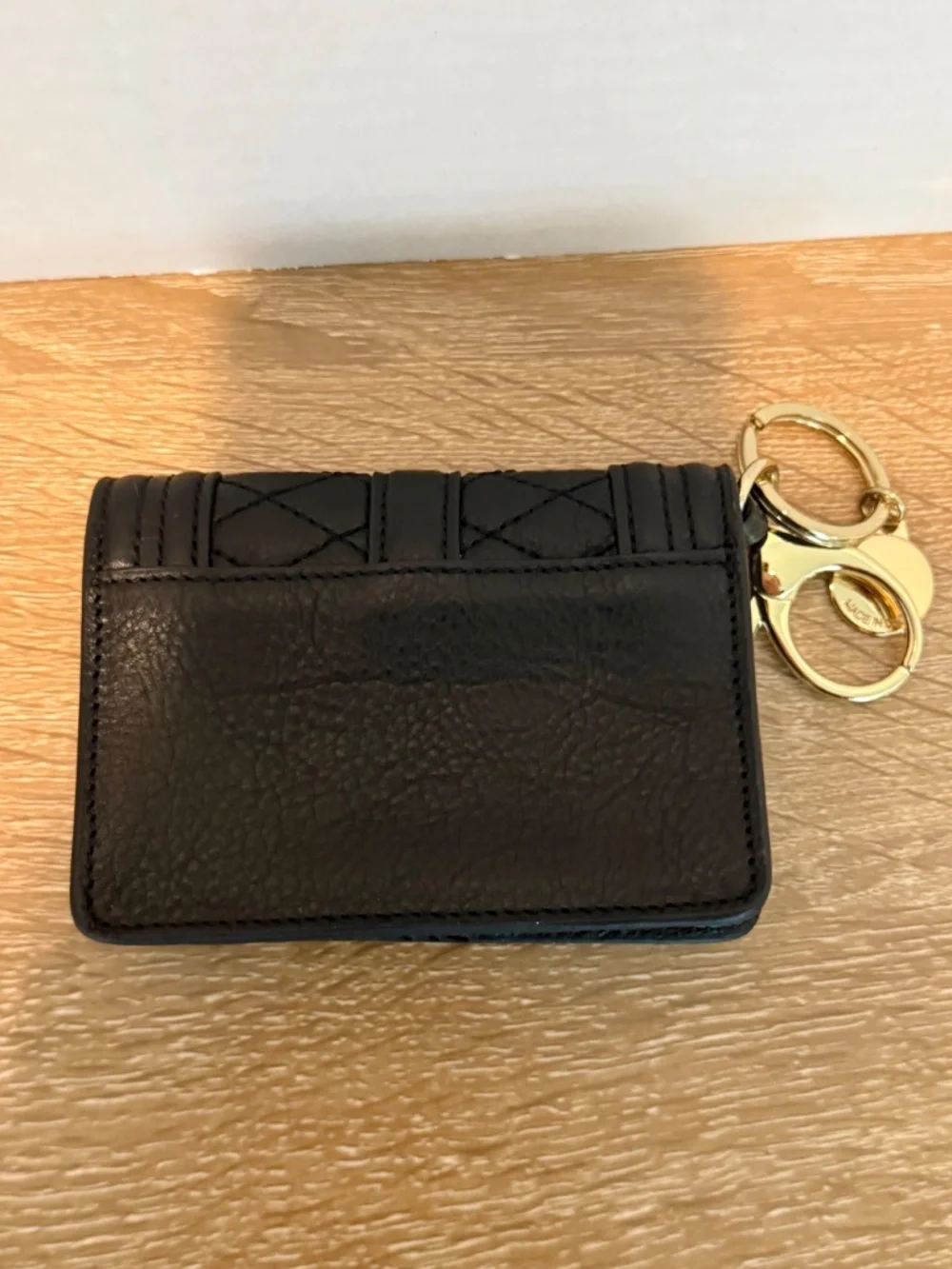 Rebecca Minkoff Wallet Black With Keychain Gold Keychain Hoop
